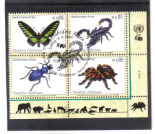 KPÖ23 UNO WIEN  2009 MICHL 588/91 VIERERBLOCK GEFÄHRTERTE ARTEN Used / Gestempelt - Unused Stamps