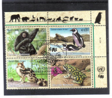 KPÖ49 UNO WIEN  2002 MICHL 357/60 VIERERBLOCK GEFÄHRTERTE ARTEN Used / Gestempelt - Unused Stamps