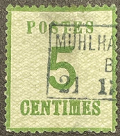 Alsace Lorraine YT 4 (°) Obl Timbre Guerre 2è Choix 1870-71 5c Vert Foncé (côte 20 Euros) France – 3ciel - Usati