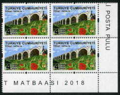 Türkiye 2018 Mi 4435 MNH Ruins Of Perge, Antalya Province | Archaeology, Ancient City, Ruin, Flowers [Block Of 4] - Unused Stamps