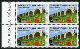 Türkiye 2018 Mi 4435 MNH Ruins Of Perge, Antalya Province | Archaeology, Ancient City, Ruin, Flowers [Block Of 4] - Unused Stamps