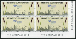 Türkiye 2018 Mi 4428 MNH UPU Forum Of Postal Administration CEOs | Bridge, Tulip, Mosque, Seagull [Block Of 4] - Unused Stamps