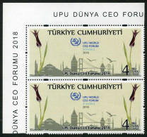 Türkiye 2018 Mi 4428 MNH UPU Forum Of Postal Administration CEOs | Bridge, Tulip, Mosque, Seagull [Pair] - Unused Stamps