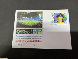 7-8-2023 (1 T 44) FIFA Women's Football World Cup Match 52 ($1.20 Melbourne Stamp) Sweden (0-5) V USA (0-4) - Andere & Zonder Classificatie