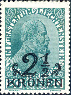 LIECHTENSTEIN - 1920 - Yv.16/Mi.16 2 1/2Kr/20H Green - Mint* - Ungebraucht