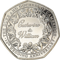 Monnaie, Gibraltar, Catherine & William, 10ème Anniversaire, 50 Pence, 2021 - Gibilterra