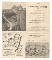 Dépliant Touristique, CARCASSONNE, Aude, 1951,  4 Pages, Frais Fr 1.65 E - Tourism Brochures