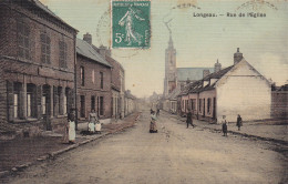 SOMME LONGUEAU RUE DE L EGLISE (CARTE TOILEE ET COLORISEE) - Longueau