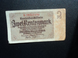 ALLEMAGNE : 2 RENTENMARK   30-1-1937    CA 167b / P 174b      TTB * - Sonstige & Ohne Zuordnung