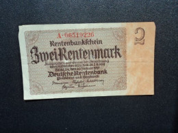 ALLEMAGNE : 2 RENTENMARK   30-1-1937    CA 167b / P 174b      TTB * - Autres & Non Classés