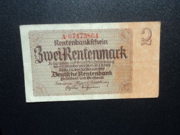 ALLEMAGNE : 2 RENTENMARK   30-1-1937    CA 167b / P 174b      TTB * - Andere & Zonder Classificatie