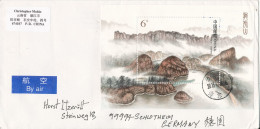 China Cover Sent Air Mail To Germany 6-10-2013 With Longhu Mountain Souvenir Sheet - Covers & Documents