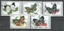 6200A-SERIE COMPLETA MARIPOSAS INSECTOS CUBA 2000 Nº 3852/3856 TEMÁTICOS BONITOS CONMEMORATIVOS - Gebraucht