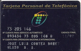 TARJETA PERSONAL DE TELEFONICA - Erreurs & Variétés