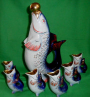 THE SERVICE. FISH. DAMASK. GLASSES. GORODNITSKY PORCELAIN FACTORY. USSR. 1957-1960 - 7-7-d - Sonstige & Ohne Zuordnung