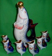 THE SERVICE. FISH. DAMASK. GLASSES. GORODNITSKY PORCELAIN FACTORY. USSR. 1957-1960 - 7-7-d - Other & Unclassified