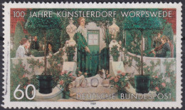 1989 BRD ° Mi:DE 1430, Yt:DE 1262, 100 Jahre Künstlerdorf Worpswede, Der Sommerabend, Gemälde V. H. Vogeler - Gebraucht