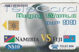 Namibia, NMB-123, 1999 Rugby World Cup, Namibia Vs Fiji, 2 Scans. - Namibie