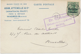LANDESPOST IN BELGIEN 1915, 5 Pf Germania Mit Aufdruck   „Belgien / 5 Centimes“ EF Auf Kab.-Postkarte Mit K1 „88“ Und - OC38/54 Occupation Belge En Allemagne