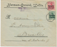 LANDESPOST IN BELGIEN 1918, 5 Pf Und 10 Pf Germania Mit Aufdruck   „Belgien / 5 Centimes“ Bzw. „10 Centimes“ MiF Auf Kab - OC38/54 Occupation Belge En Allemagne