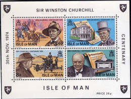 CHURCHILL-1874-1974- CENTENARY- MS-ISLE OF MAN- 4v MNH SHEET-MNH-M3-128 - Sir Winston Churchill