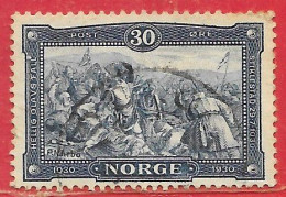 Norvège N°150 Mort De Saint-Olaf 30ö Bleu 1930 O - Gebruikt