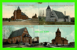 HUNTSVILLE, ONTARIO - 4 MULTIVUES - METHODIST, ENGLISH, BAPTIST, PRESBYTERIAN CHURH - TRAVEL IN 1913 - - Huntsville