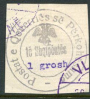 ALBANIA 1913 Circular Handstamp With Eagle And Value 1 Gr. Used.  Michel 20 - Albania
