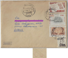 Chile 1976 Airmail Cover Sent From Antofagasta To Blumenau Brazil 4 Stamp Electronic Sorting Mark Transorma DS - Cartoline Maximum