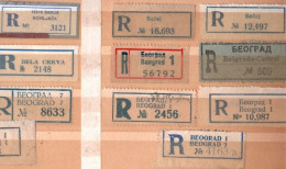! 2 Steckkarten Mit 115 R-Zetteln Aus Serbien, Serbia, U.a. Beograd, Einschreibzettel, Reco Label - Servië