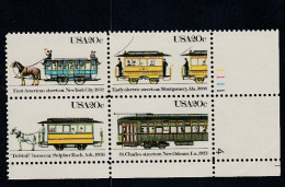 Sc#2059-2062, Streetcars 20-cent Plate # Block Of 4 MNH 1983 Issue - Numero Di Lastre