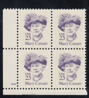 Sc#2181, Mary Cassatt, Painter Artist, Great American Series 23-cent Plate # Block Of 4 MNH 1988 Issue - Plate Blocks & Sheetlets