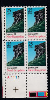 Sc#2344, New Hampshire US Constitution Ratification Bicentennial 25-cent Plate # Block Of 4 MNH 1988 Issue - Plate Blocks & Sheetlets