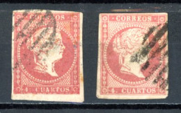 Espagne  1855  Isabelle II     Y&T   43 - 43A   Mi   40a - 40b    Obl    ---     Les Deux Nuances - Usados