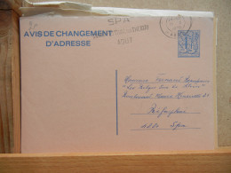 EP - Avis Changement Adresse - 4Fr50 Bleu Lion Héraldique Oblit Flamme Spa 1978 - Aviso Cambio De Direccion