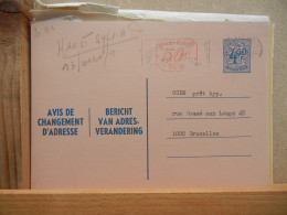 EP - Avis Changement Adresse - 4Fr50 Bleu Lion Héraldique+ Complement Machine 50c Oblit Flamme Brxls 1980 - Adressenänderungen