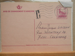 EP - Avis Changement Adresse - 10Fr Oiseau Rouge Oblitéré Tamines 1993 + TAXE - Adreswijziging