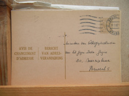 EP - Avis Changement Adresse - 40c Vert Lion Héraldique Oblit Flamme Bruxelles 1962 - Aviso Cambio De Direccion