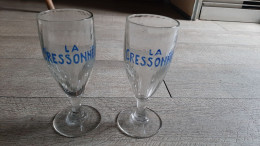 Ancien 2 Verres Absinthe La Cressonnée Verre émaillé TBE Rare - Glasses