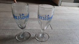 Ancien 2 Verres Absinthe La Cressonnée Verre émaillé TBE Rare - Verres