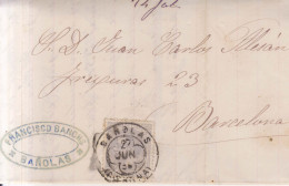 Año 1879 Edifil 204 Alfonso XII Carta Matasellos Bañolas Gerona Membrete Francisco Banchs - Brieven En Documenten