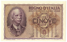 5 LIRE BIGLIETTO DI STATO VITTORIO EMANUELE III FASCIO 1940 XVIII QFDS - Andere