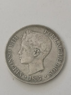 Espanha, 5 Pesetas - Alfonso XIII , 1897 - First Minting