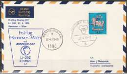 BRD Flugpost / Erstflug LH 292 Boeing 727 Hannover - Wien 27.4.1970 Ankunftstempel 27.4.70 ( FP 27) - Primi Voli