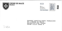 D0430 Entier / Stationery / PSE - PAP Réponse Ciappa - Oeuvres Hospitalières Ordre De Malte - Agrément 325985 - PAP: Ristampa/Ciappa-Kavena