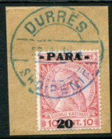 ALBANIA 1914 Surcharge 20 Para. On 10 Q. On Skanderberg Definitive With Shifted Surcharge Used..  Michel 43 - Albanie