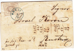 186? BULGARIA DANUBE STEAM NAVIGATION COMPANY DDSG FOLDED LETTER FROM OREAVA TO RUSTZUK. - Storia Postale