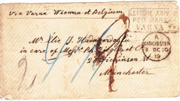 1870 BULGARIA AUSTRIA LLOYD FROM VARNA TO MANCHESTER - CANCELLATION LETTERE ARIVATE PER MARE VARNA. - Lettres & Documents