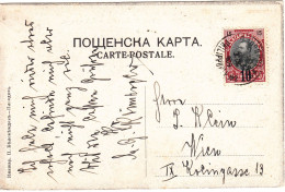 1909 BULGARIA PRINCE FERDINAND 10/15 ST. PROVISIONAL ISSUE POSTCARD FROM PLOVDIV TO VIENNA AUSTRIA. - Storia Postale