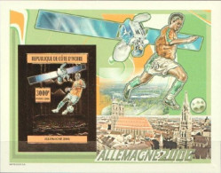 Ivory Coast 2005, Football World Cup, Space, Koln, BF GOLD IMPERFORATED - Côte D'Ivoire (1960-...)